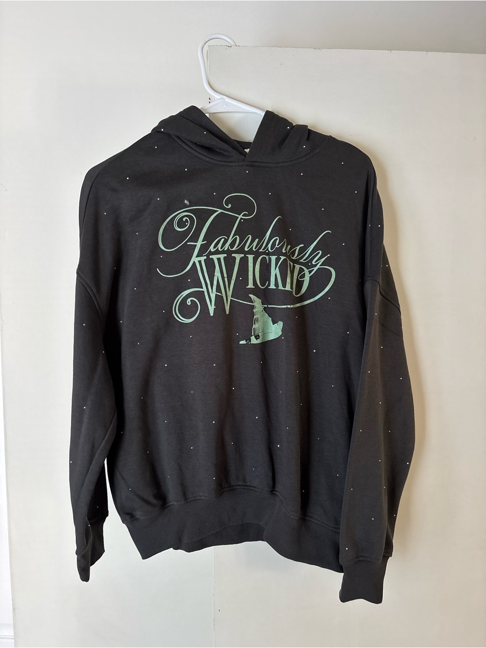 WICKED Black Hooded and Sparkle Bedazzled Sweatshirt 'Fabulously Wicked'